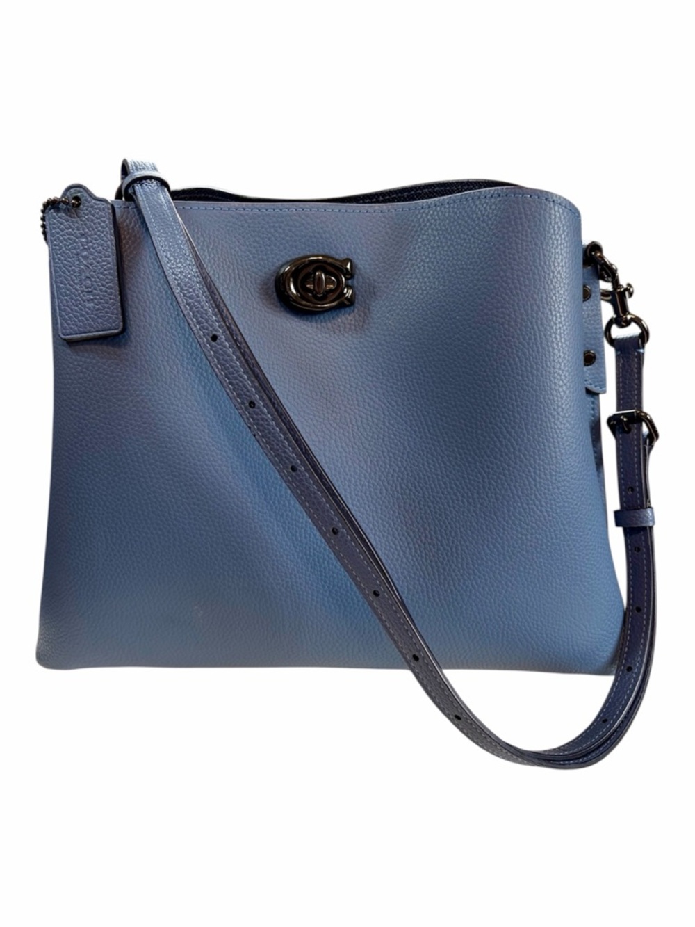 Coach Willow Blue Pebbled Leather Turnlock Crossbody Shoulder Bag EUC MSRP $395